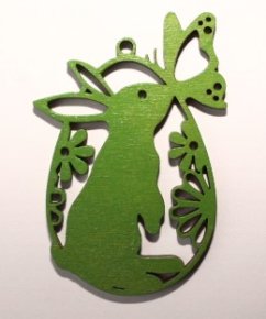 Dřevěná velikonoční ozdoba 8x5cm k zavěšení ZELENÁ