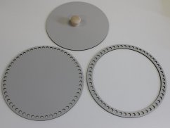 Set prstenec + dno + víko + knopka - dekor Šedá  25 cm typ 2