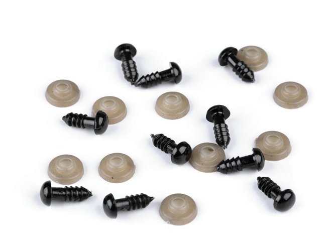 Bezpečnostní  oči s pojistkou 6 mm  černé , cena za 2 kusy , pár