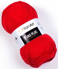 Jeans Plus 90 červená YarnArt