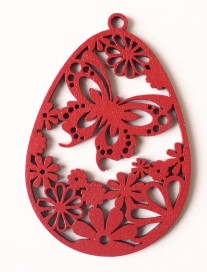 Dřevěná velikonoční ozdoba 8x5cm k zavěšení ČERVENÁ
