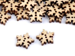 Dřevěný dekorační knoflík vločka přírodní