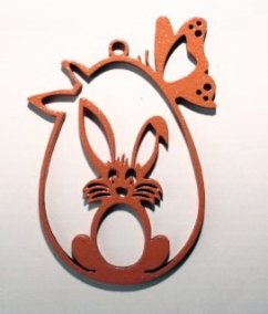 Dřevěná velikonoční ozdoba 8x5cm k zavěšení ORANŽOVÁ