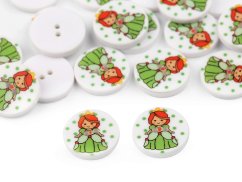 Knoflík dětský velikost 24" princezna bílá zelená