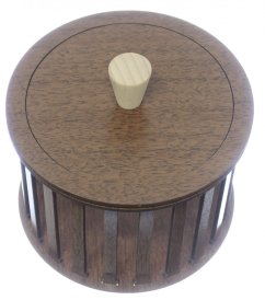 Konstrukce pro vyplétané košíky s víkem 15x10cm kruh typ T2 OŘECH TMAVÝ