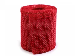 Stuha imitace juty šíře 50 mm červená tmavá
